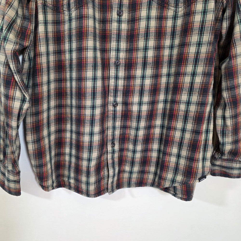 Prana Mens Shirt Organic Cotton Plaid Flannel Button Down Standard Fit Large L - Picture 5 of 9